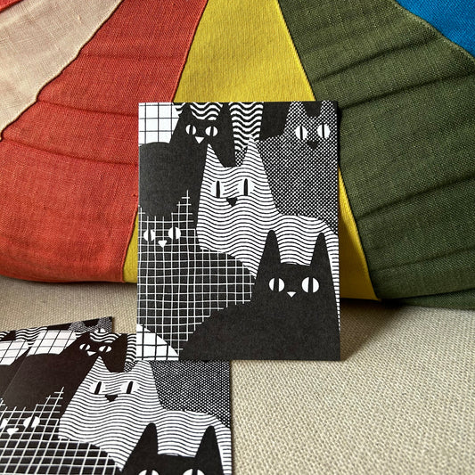 Lithotone Cats, Blank Greeting Card